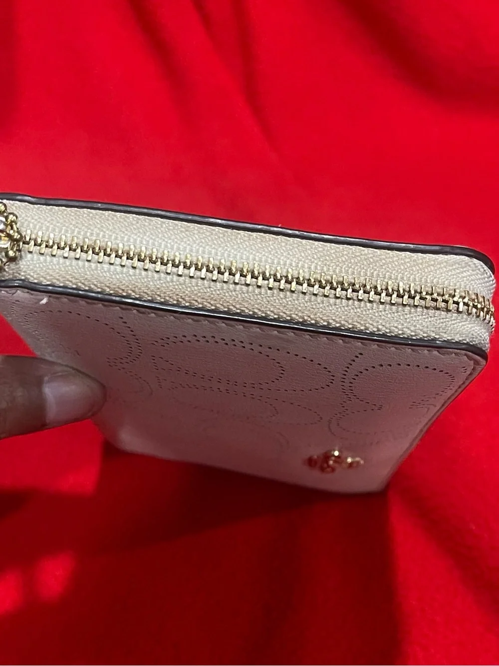Coach Long Perforated Signature Zip Around Wristlet